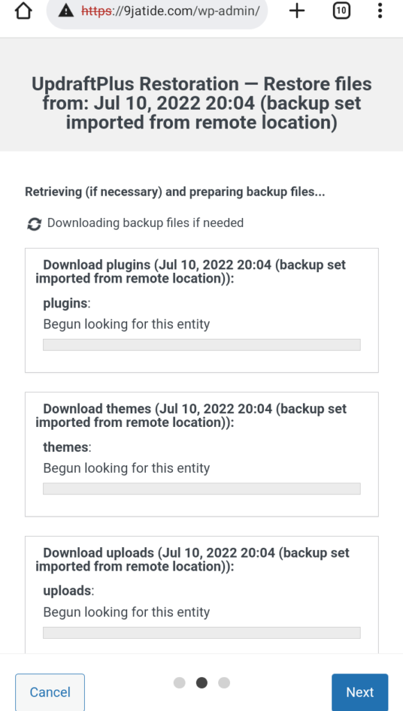 Updraftplus backup google drive