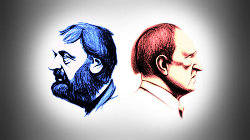 AI-generated portraits of Werner Herzog and Slavoj Žižek from The Infinite Conversation