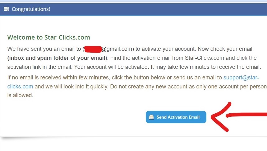 star clicks email confirmation