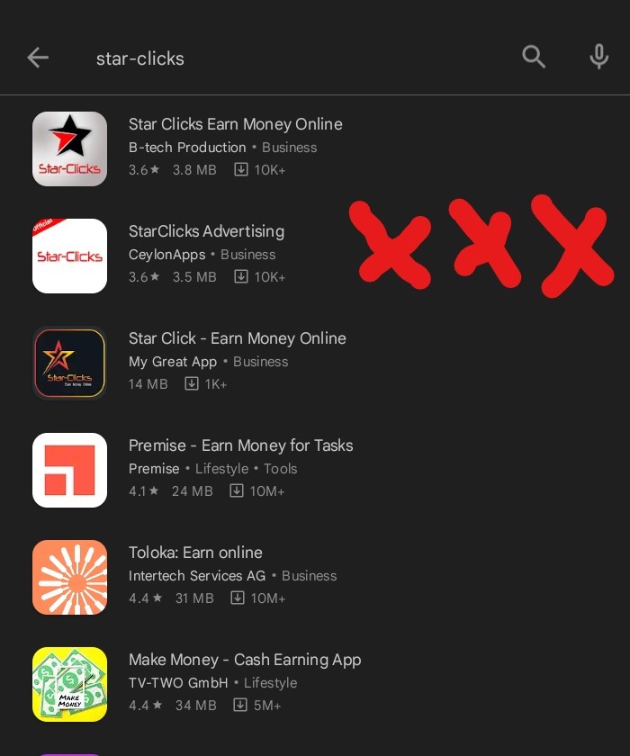 malicious star clicks app