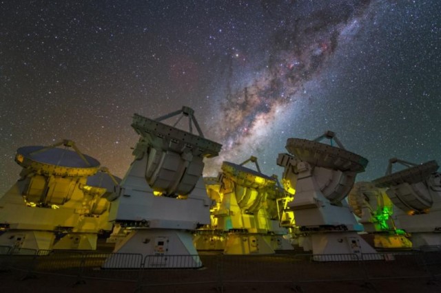 The Milky Way, behind the ALMA telescopes