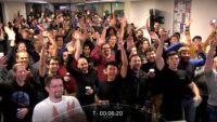 SpaceX employees cheering at Redmond satellite facility
