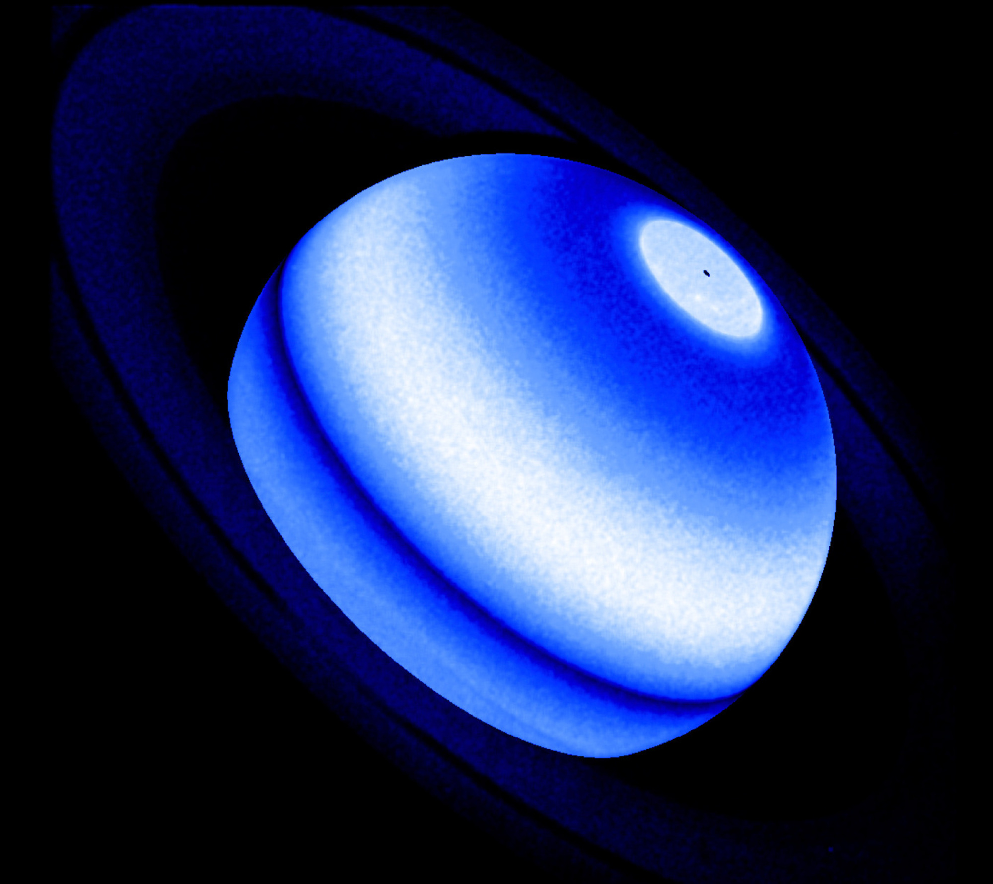 Saturn's Lyman-alpha bulge, seen in the ultraviolet band through the Hubble telescope
