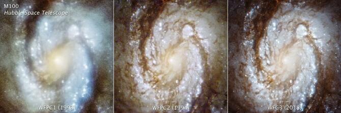 Spiral galaxy M100, as Hubble sees it