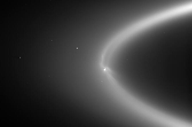 Enceladus inside e ring of Saturn