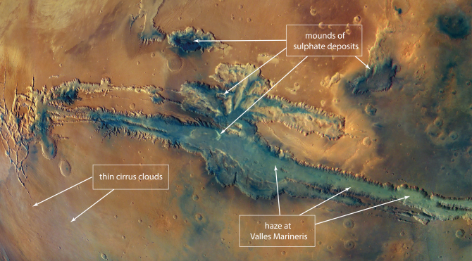 Annotated map of Valles Marineris