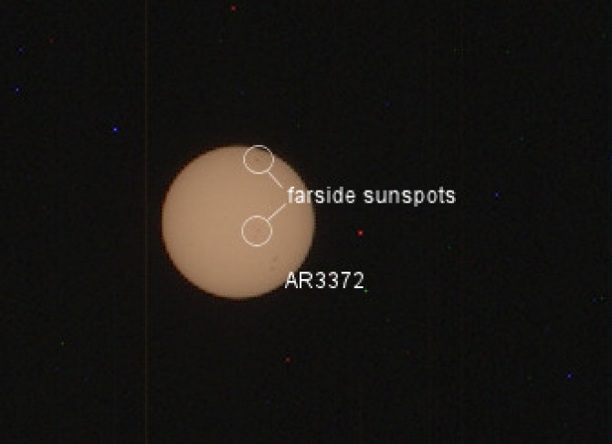 MASTCAM detected these sunspots on the far side of the Sun